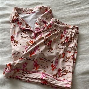 Pink Lily Cowgirl and Cactus 🌵 Pajama Set, Size Small